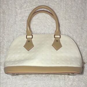 Arcadia Cream and White Satchel Dome Bag